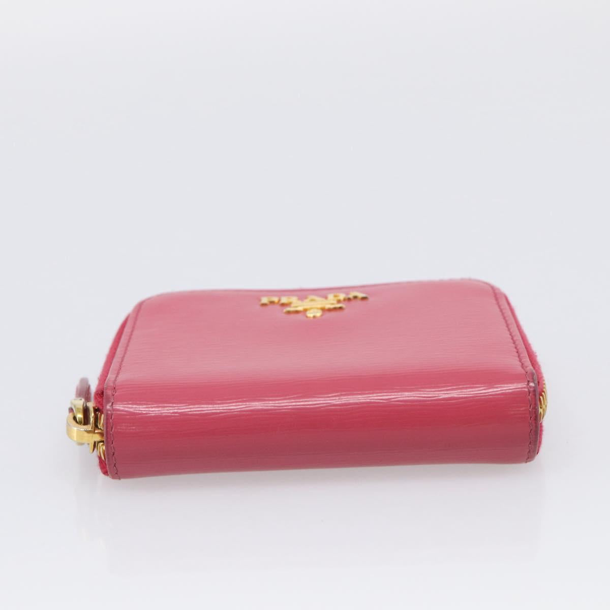 PRADA Coin Purse Leather Pink Gold Auth SK289