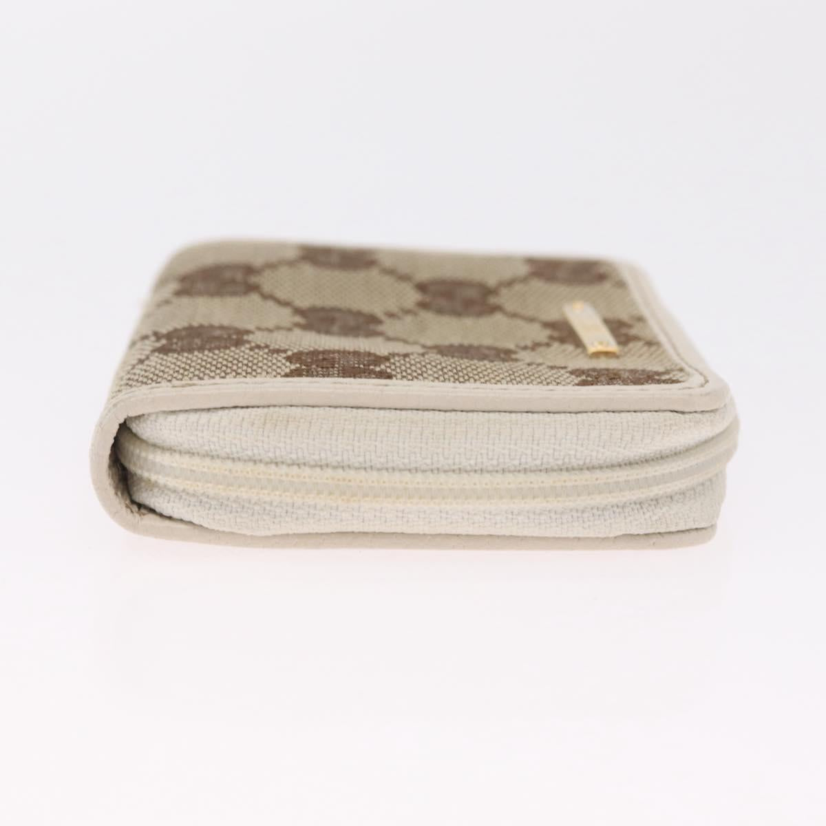 GUCCI GG Canvas Coin Purse Beige Gold 115255 Auth SK296