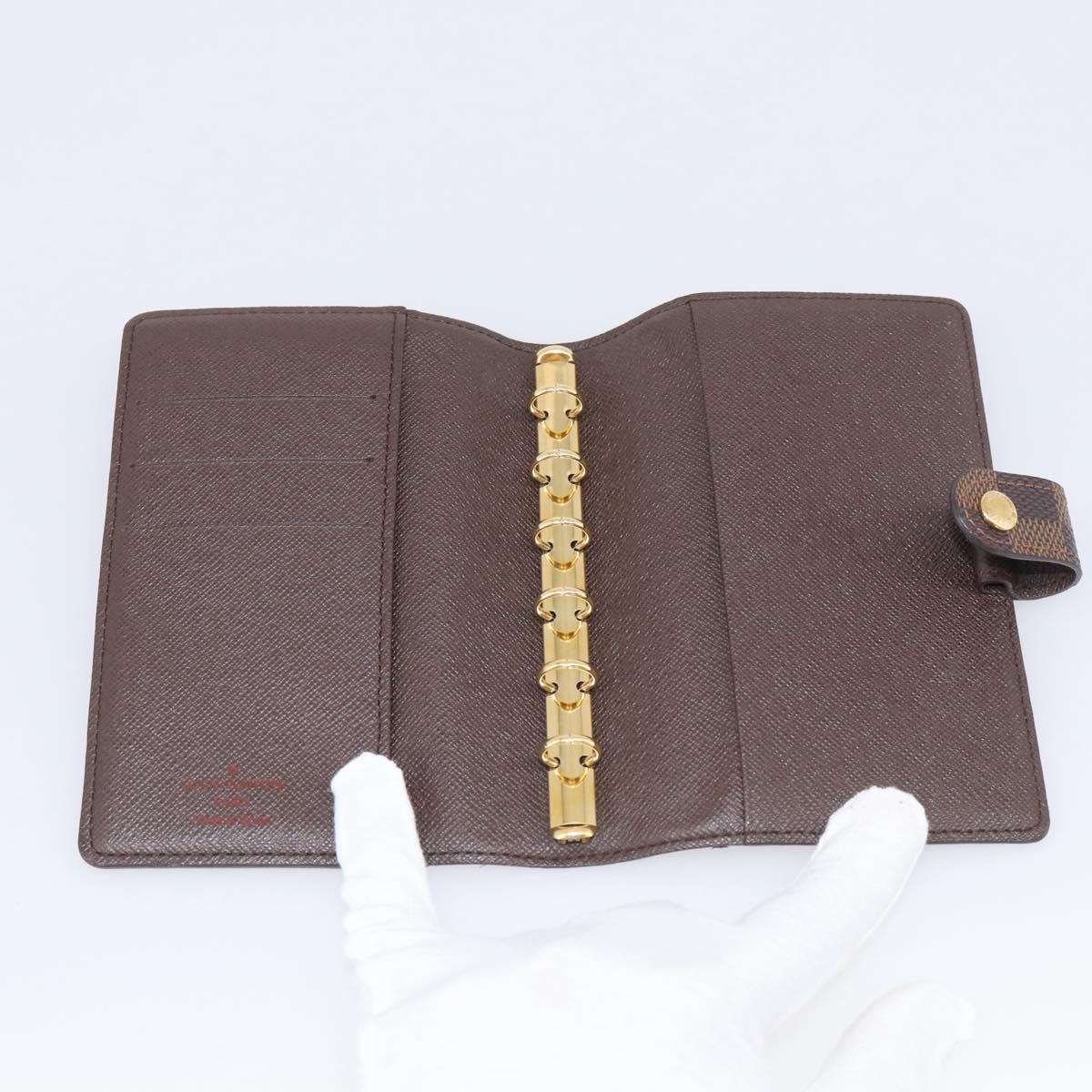 LOUIS VUITTON Damier Ebene Agenda PM Day Planner Cover R20029 LV Auth SK310A