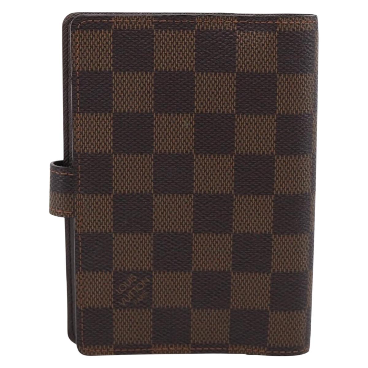 LOUIS VUITTON Damier Ebene Agenda PM Day Planner Cover R20029 LV Auth SK310A