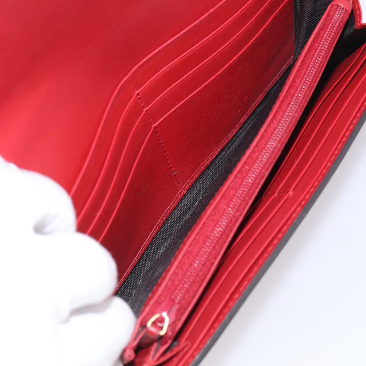GUCCI Long Wallet Leather Red Gold 410100 Auth SK316