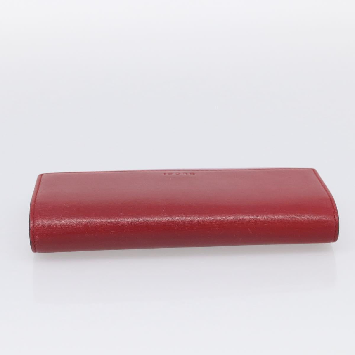 GUCCI Long Wallet Leather Red Gold 410100 Auth SK316