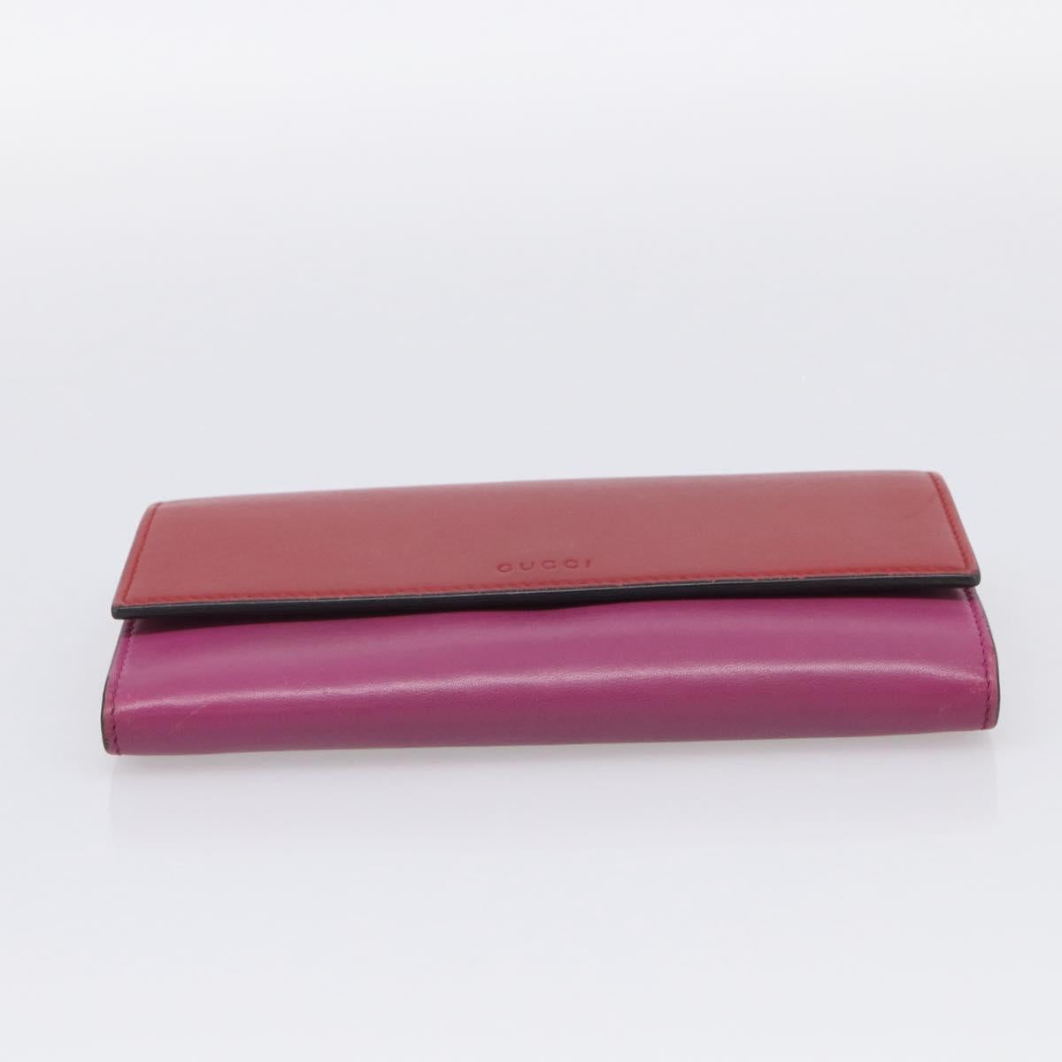 GUCCI Long Wallet Leather Red Gold 410100 Auth SK316