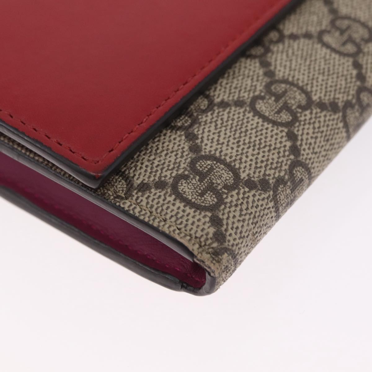 GUCCI GG Supreme Long Wallet PVC Beige Gold Auth SK323