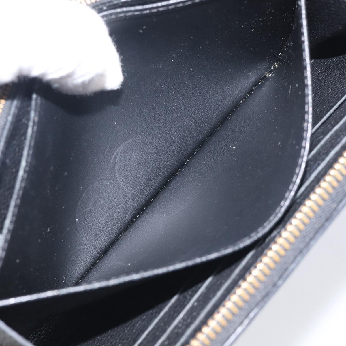 LOUIS VUITTON Monogram Empreinte Zippy Long Wallet Black M61864 LV Auth SK326
