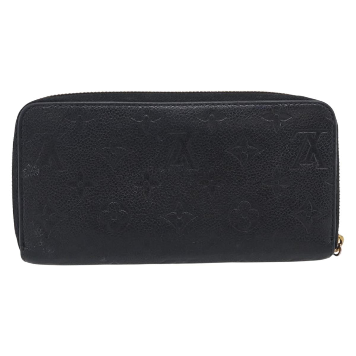 LOUIS VUITTON Monogram Empreinte Zippy Long Wallet Black M61864 LV Auth SK326