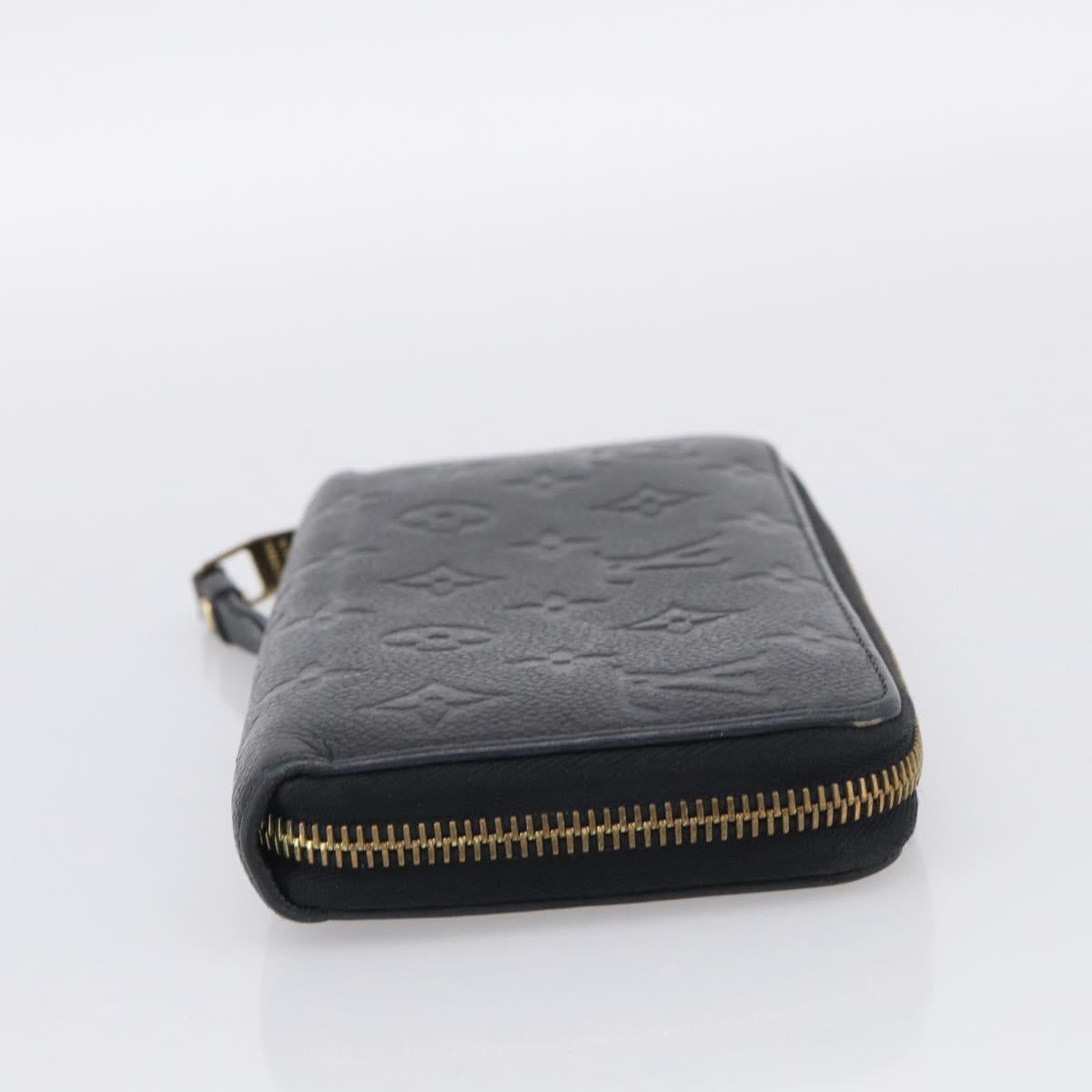 LOUIS VUITTON Monogram Empreinte Zippy Long Wallet Black M61864 LV Auth SK326