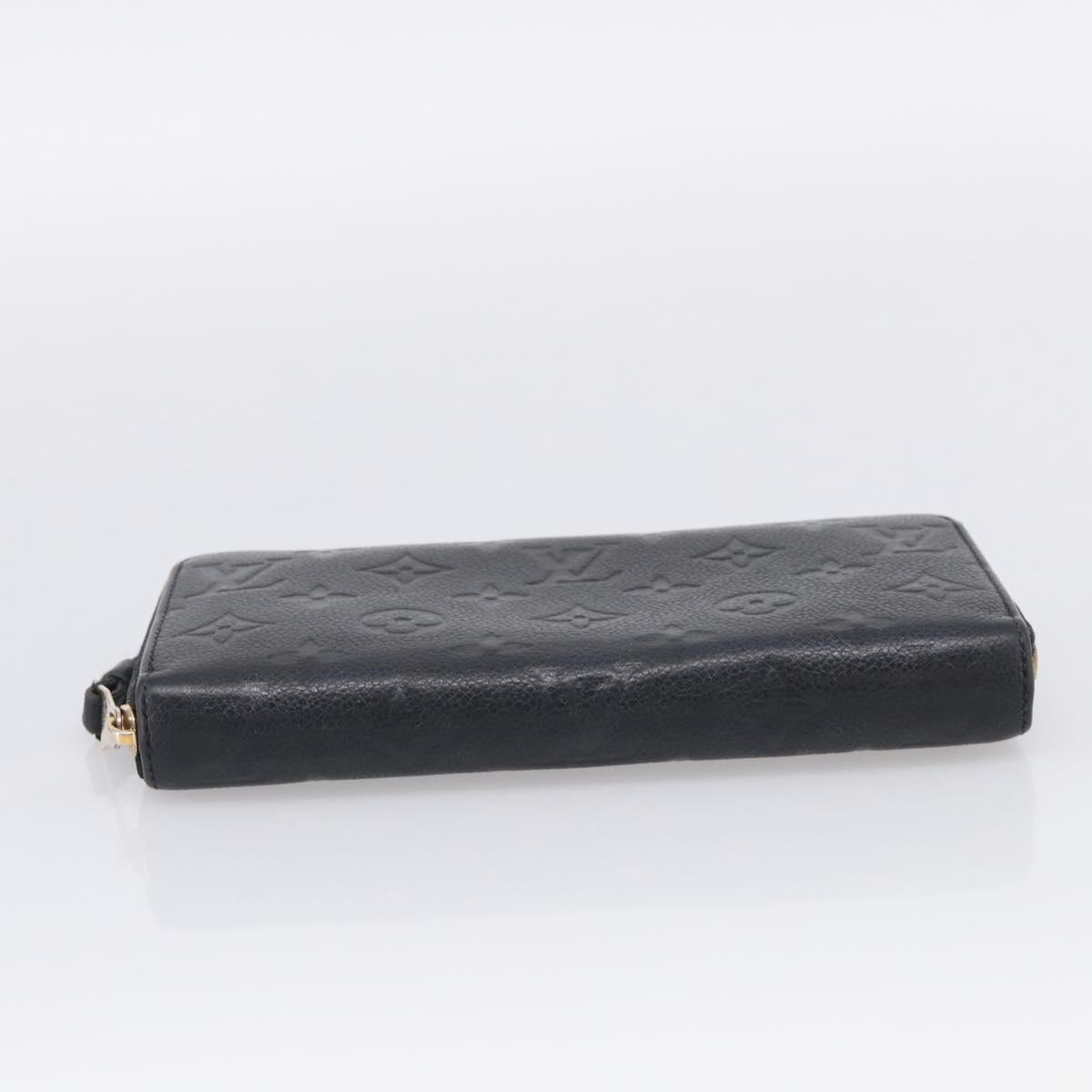 LOUIS VUITTON Monogram Empreinte Zippy Long Wallet Black M61864 LV Auth SK326