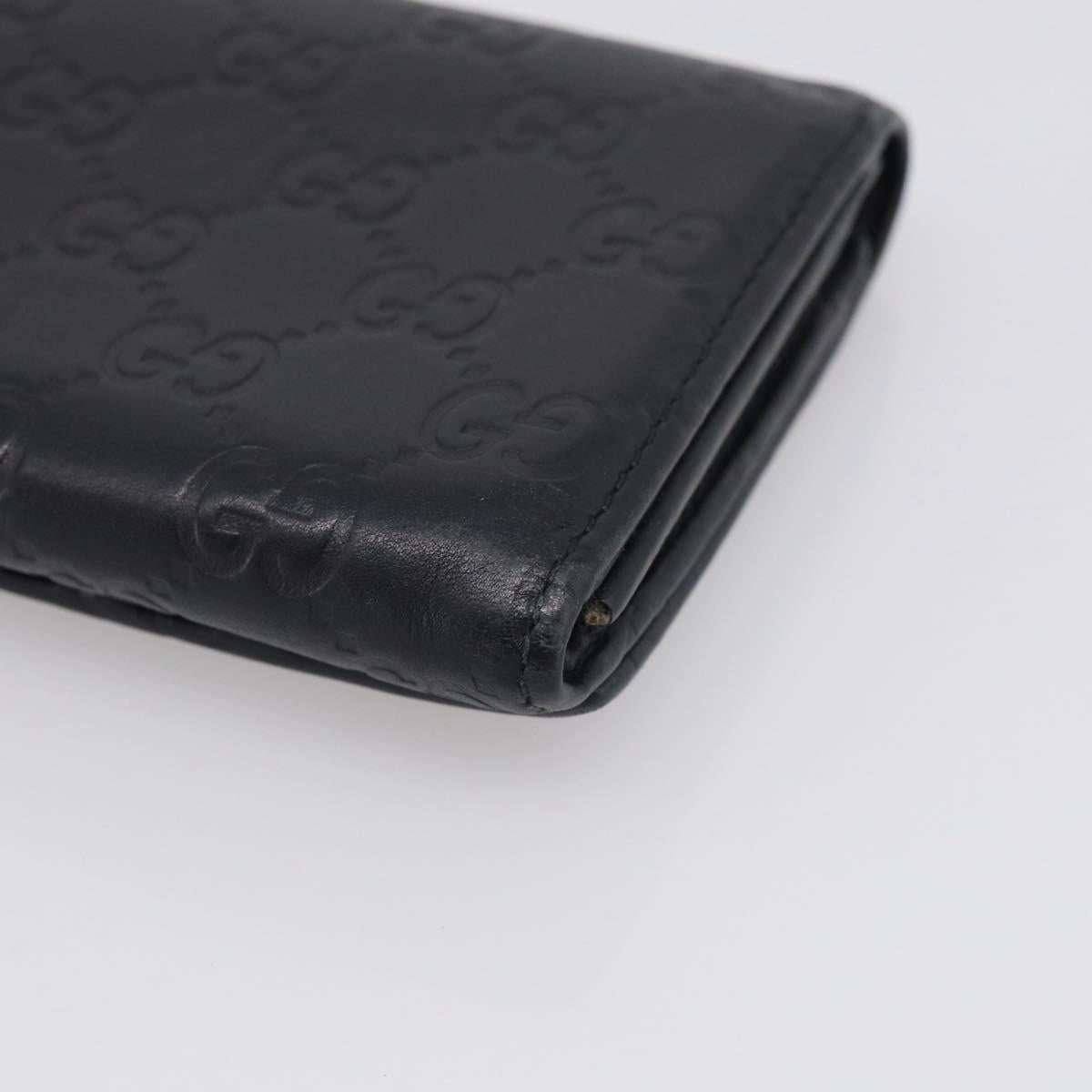 GUCCI GG Canvas Guccissima Long Wallet Leather Black Gold 204836 Auth SK327