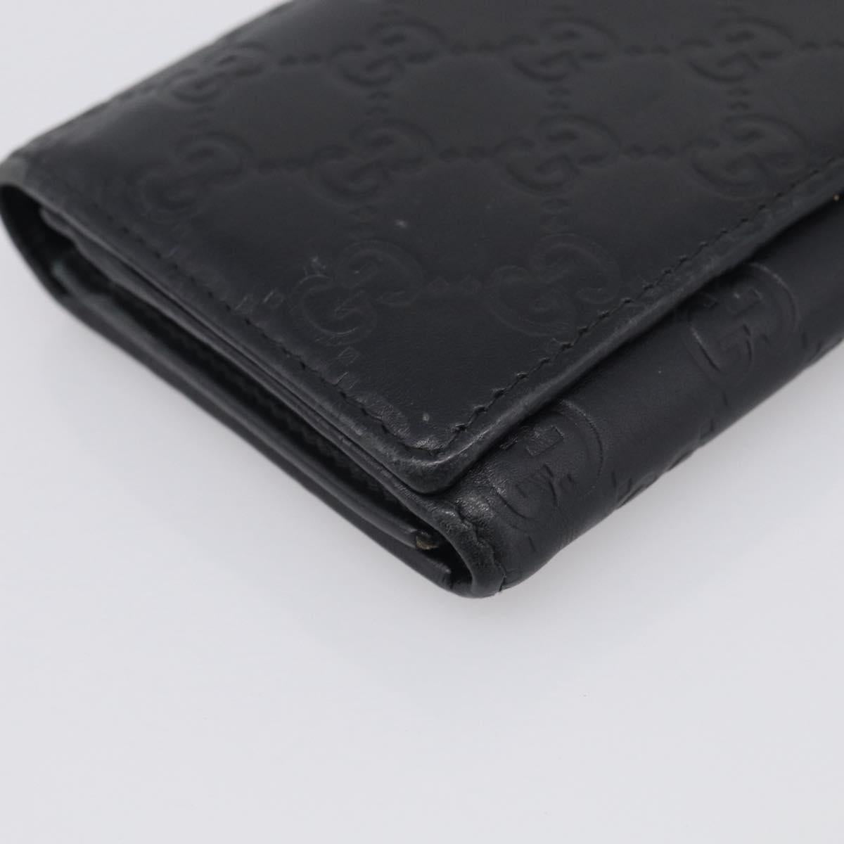 GUCCI GG Canvas Guccissima Long Wallet Leather Black Gold 204836 Auth SK327
