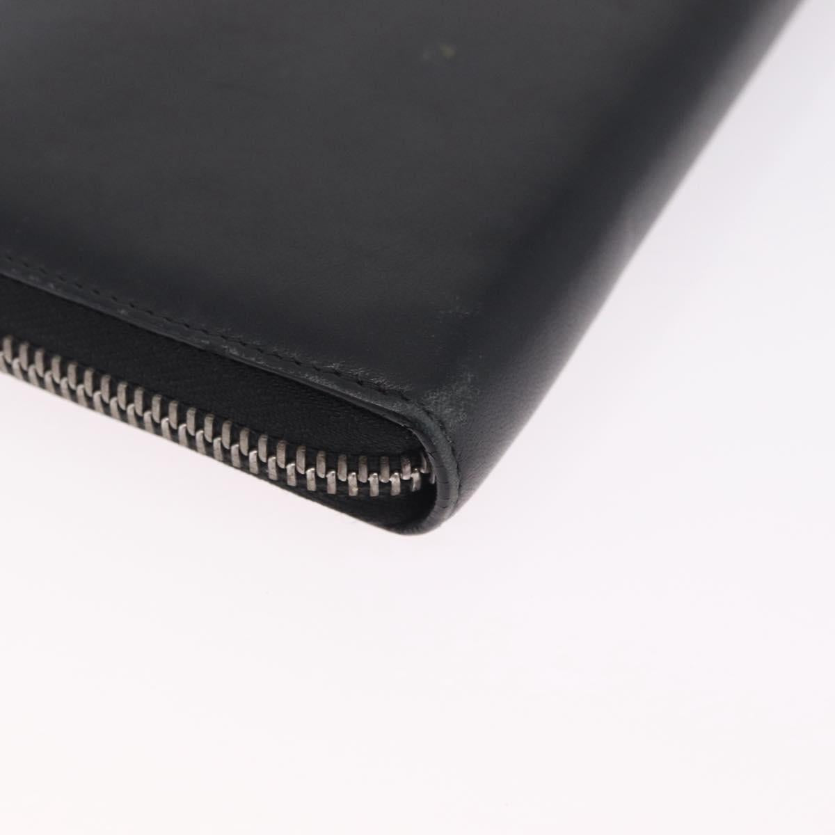 LOEWE Anagram Long Wallet Leather Black Silver Auth SK331