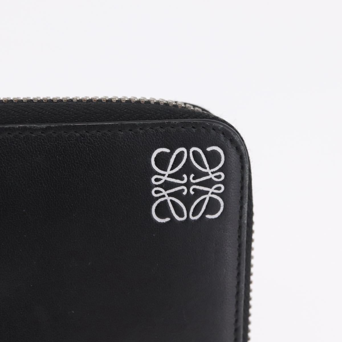 LOEWE Anagram Long Wallet Leather Black Silver Auth SK331