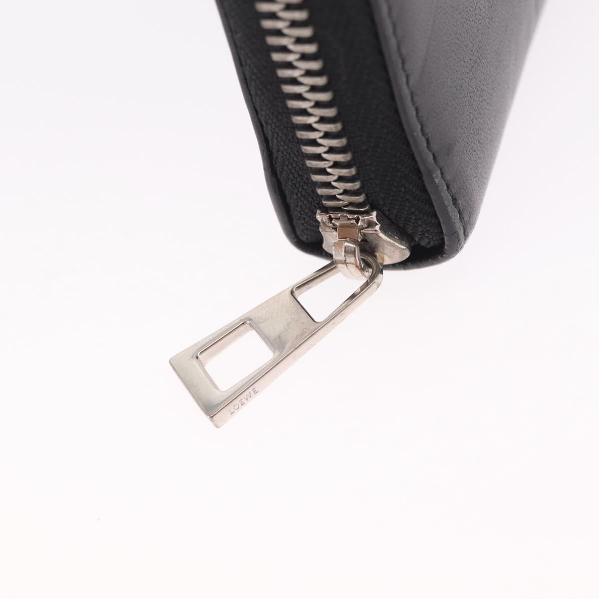 LOEWE Anagram Long Wallet Leather Black Silver Auth SK331