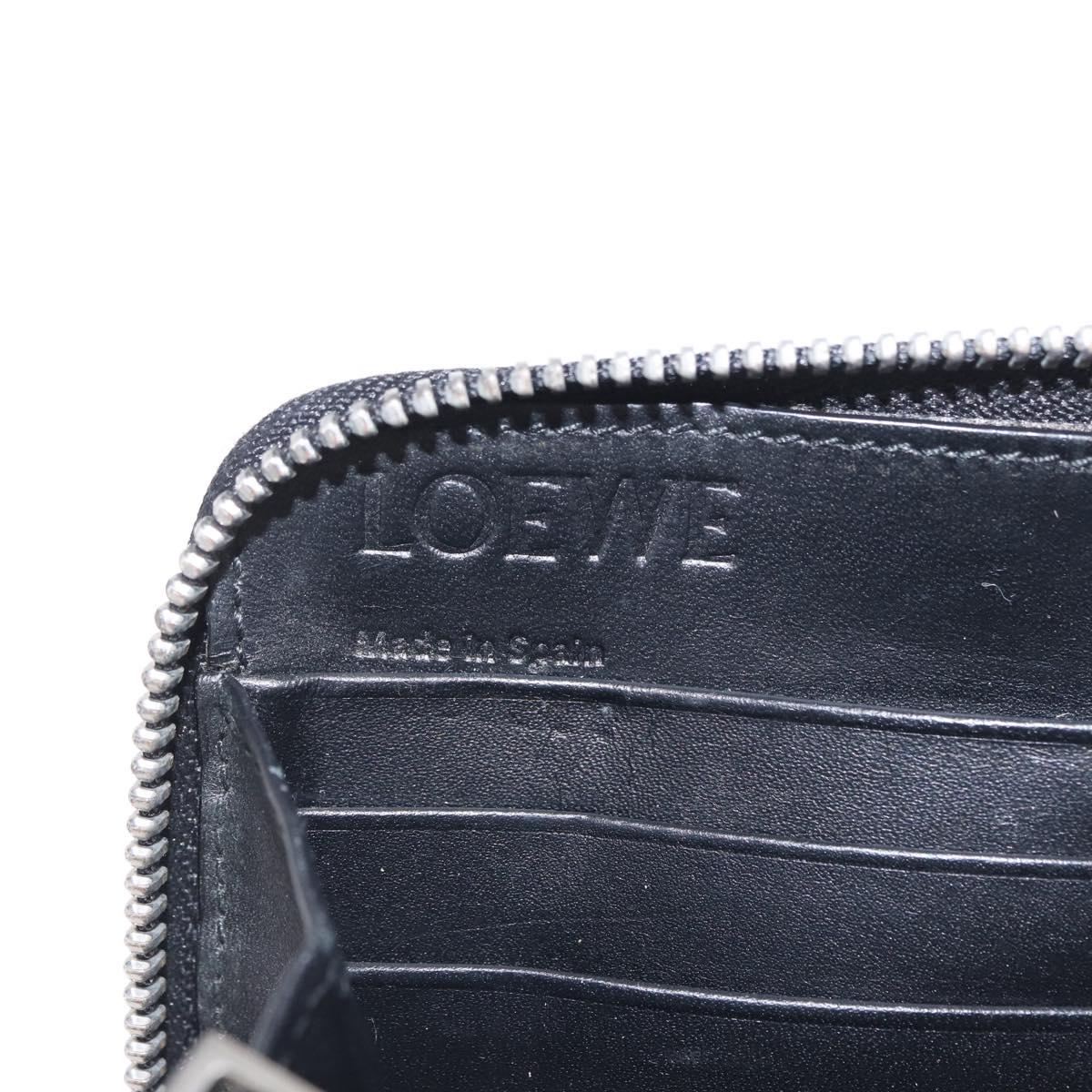 LOEWE Anagram Long Wallet Leather Black Silver Auth SK331