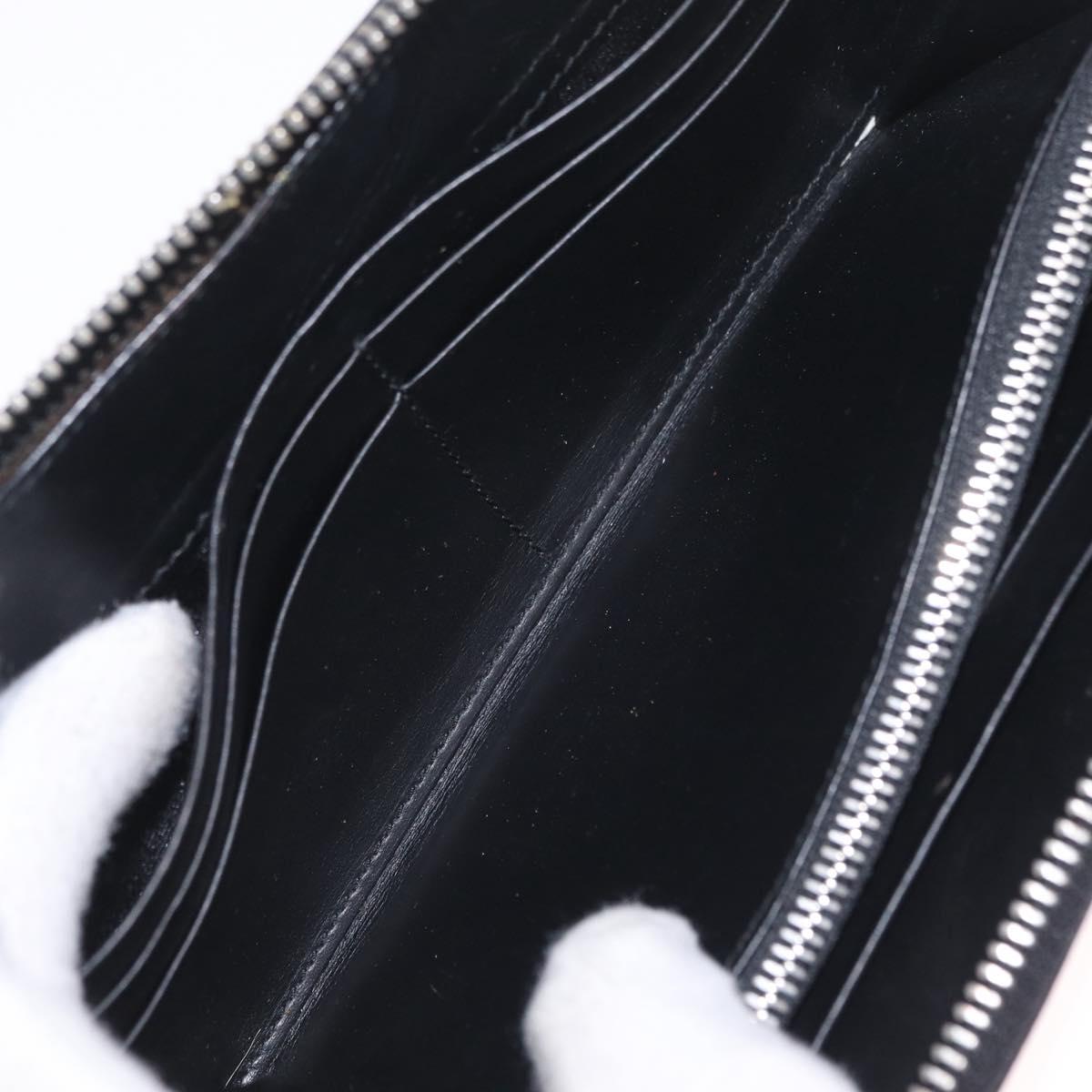 LOEWE Anagram Long Wallet Leather Black Silver Auth SK331