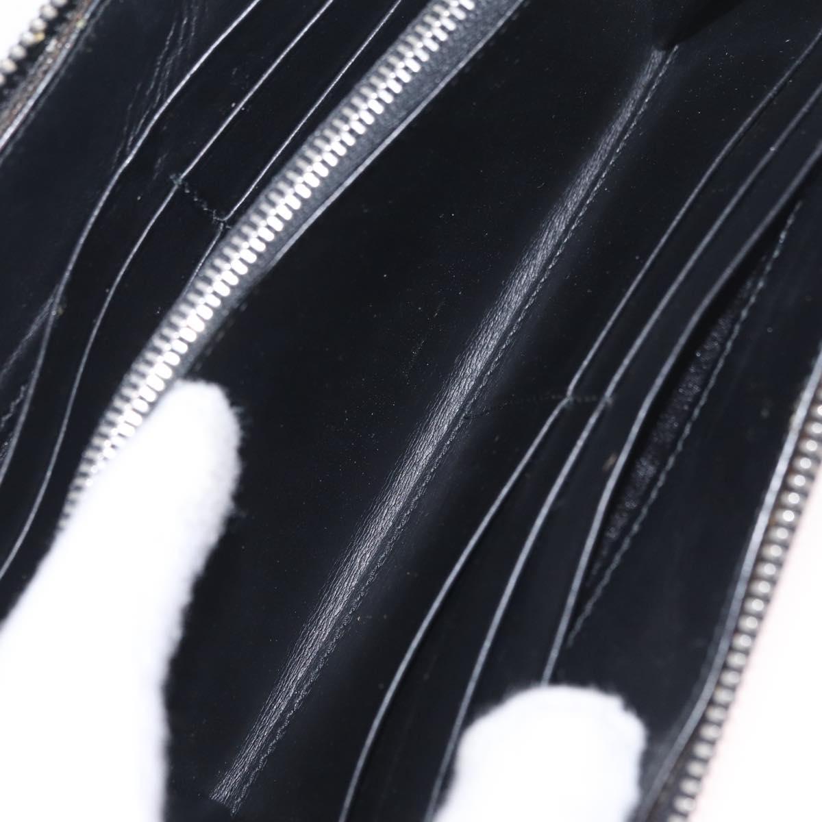 LOEWE Anagram Long Wallet Leather Black Silver Auth SK331