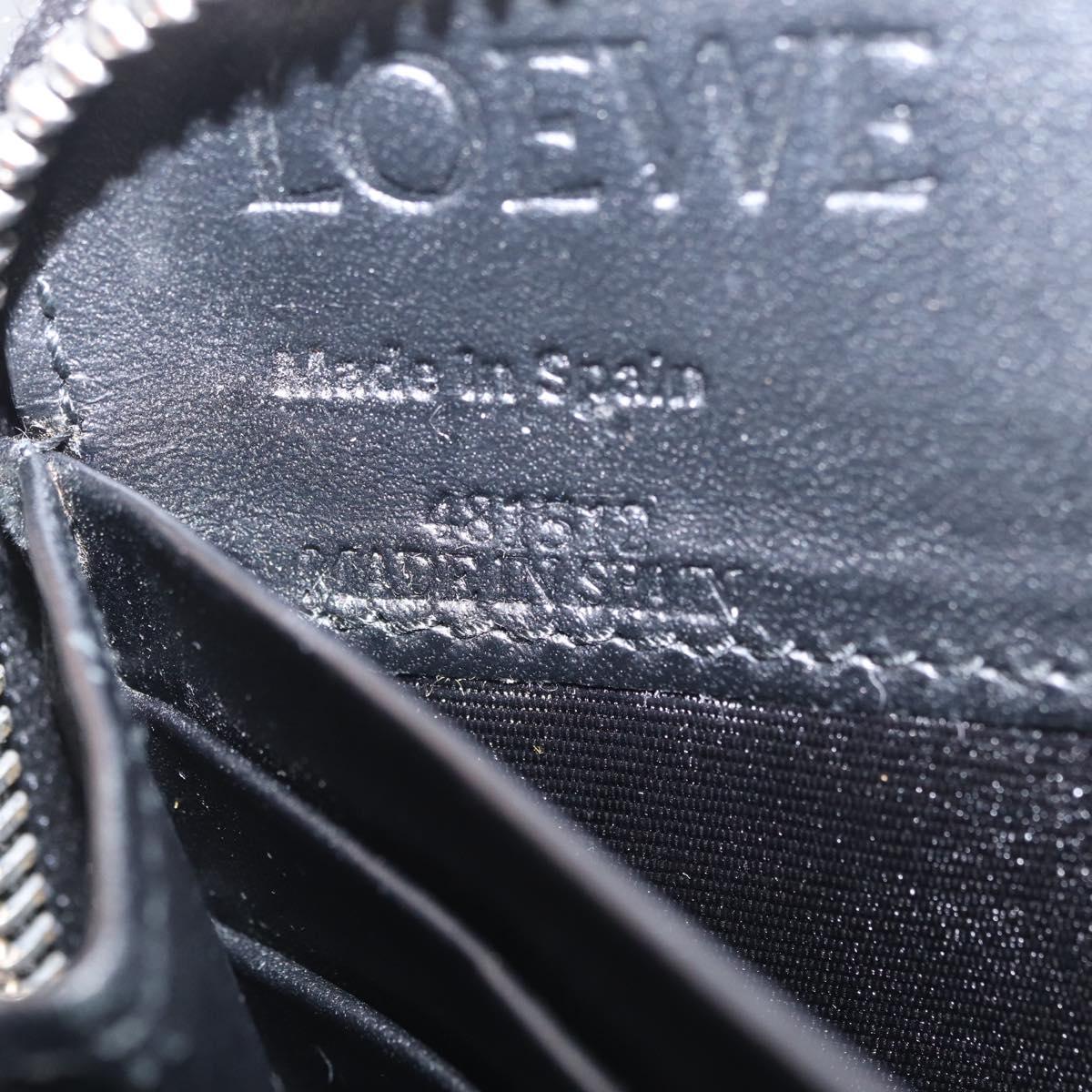 LOEWE Anagram Long Wallet Leather Black Silver Auth SK331