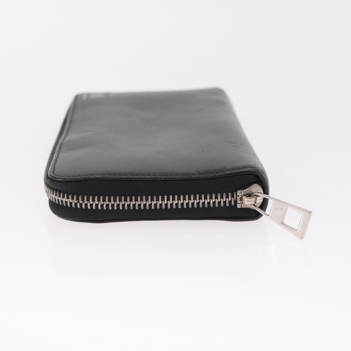 LOEWE Anagram Long Wallet Leather Black Silver Auth SK331