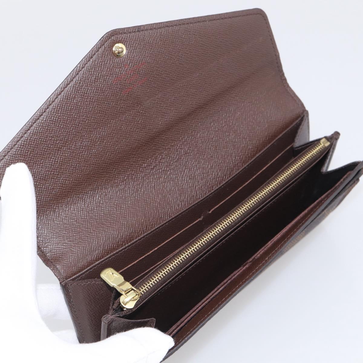 LOUIS VUITTON Damier Ebene Portefeuille Sarah Long Wallet N60114 LV Auth SK332A