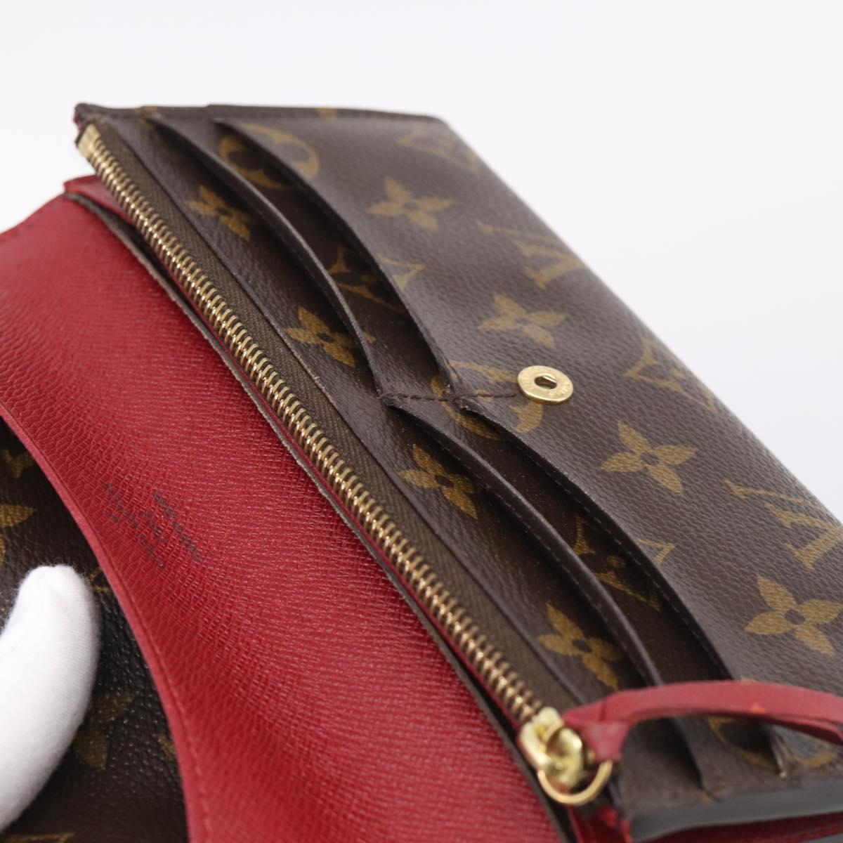 LOUIS VUITTON Monogram Portefeuille Emilie Long Wallet Red M60136 LV Auth SK336A