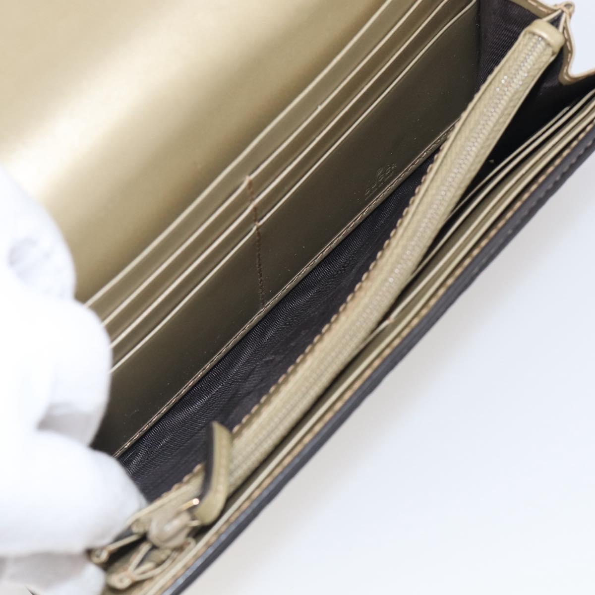 GUCCI GG Canvas Guccissima Long Wallet Leather Champagne Gold 388679 Auth SK339