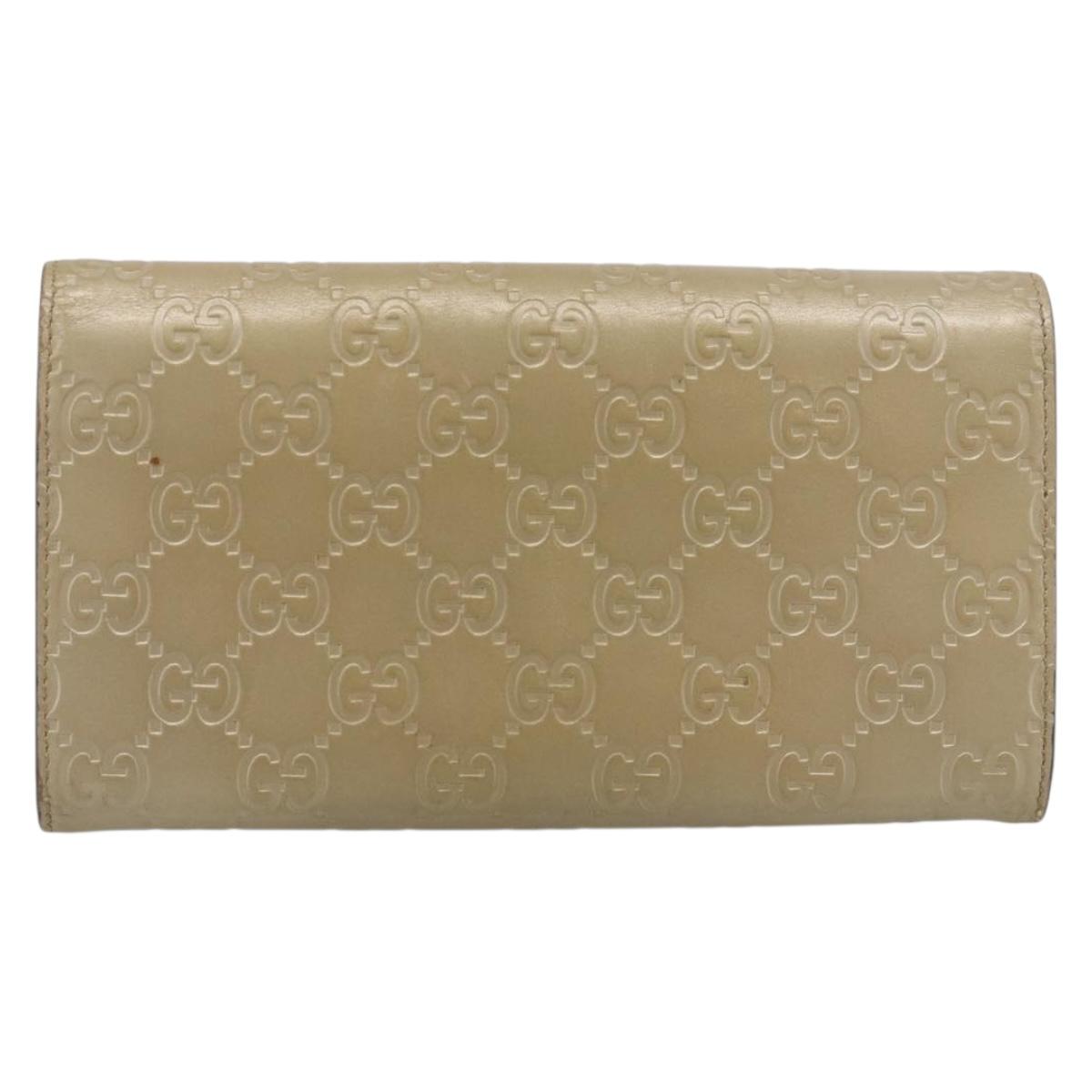GUCCI GG Canvas Guccissima Long Wallet Leather Champagne Gold 388679 Auth SK339