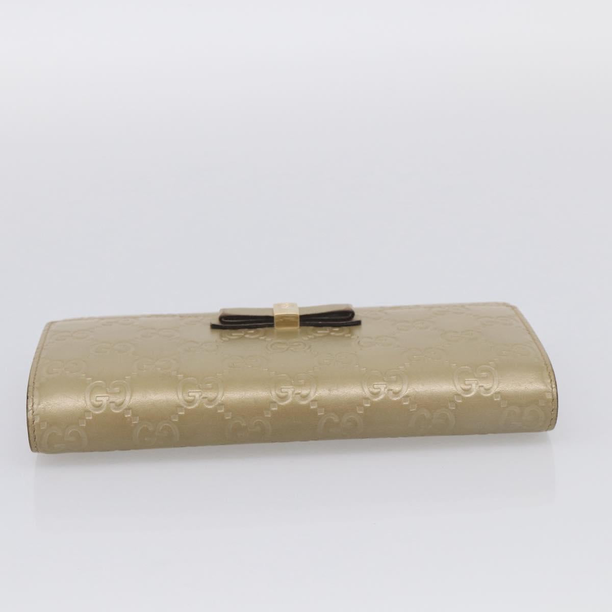 GUCCI GG Canvas Guccissima Long Wallet Leather Champagne Gold 388679 Auth SK339