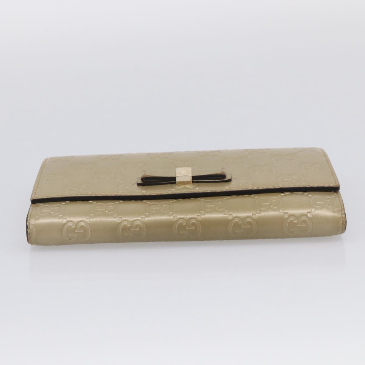 GUCCI GG Canvas Guccissima Long Wallet Leather Champagne Gold 388679 Auth SK339