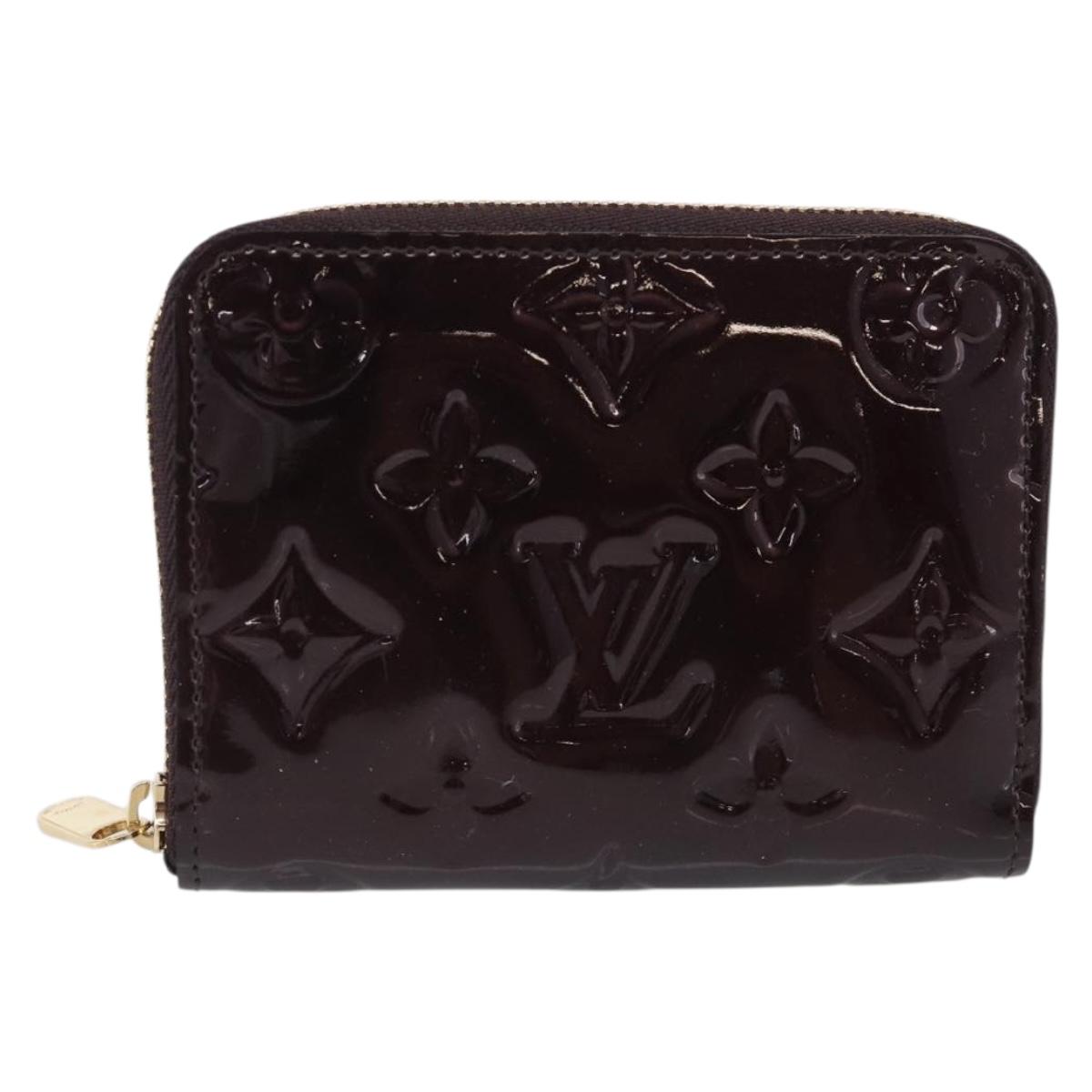 LOUIS VUITTON Monogram Vernis Zippy Coin Purse Rouge Favist M91534 Auth SK453A