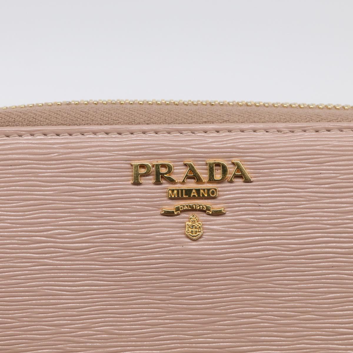 PRADA Long Wallet Safiano Leather Pink Gold Auth SK454