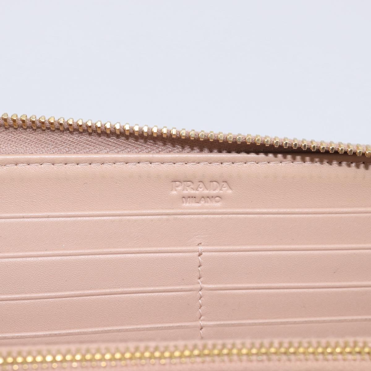 PRADA Long Wallet Safiano Leather Pink Gold Auth SK454