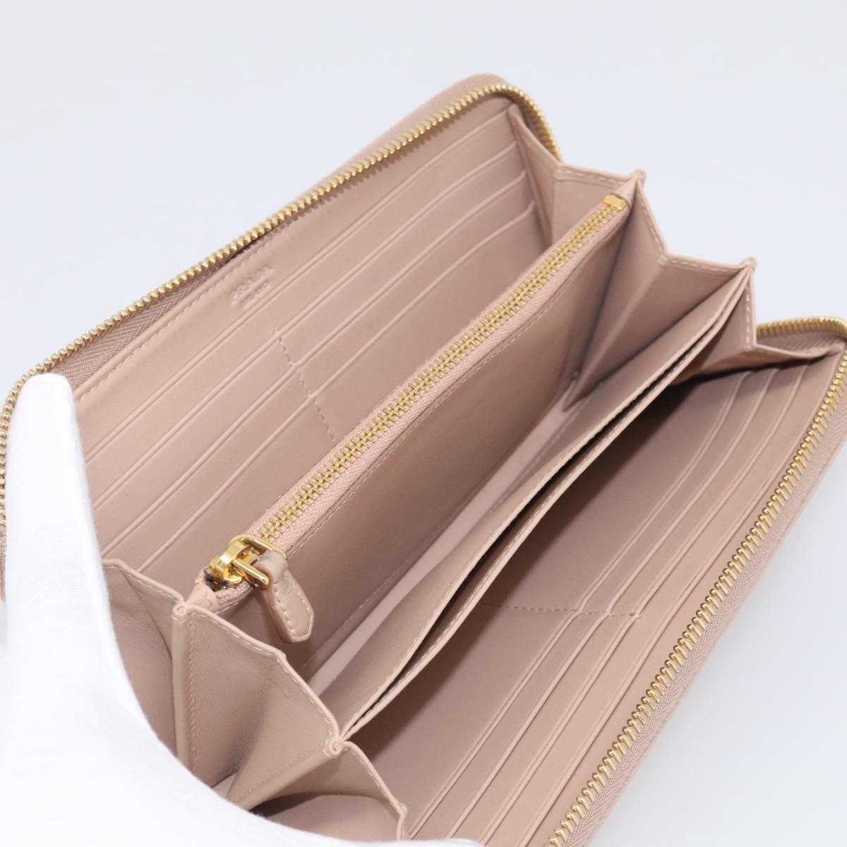 PRADA Long Wallet Safiano Leather Pink Gold Auth SK454