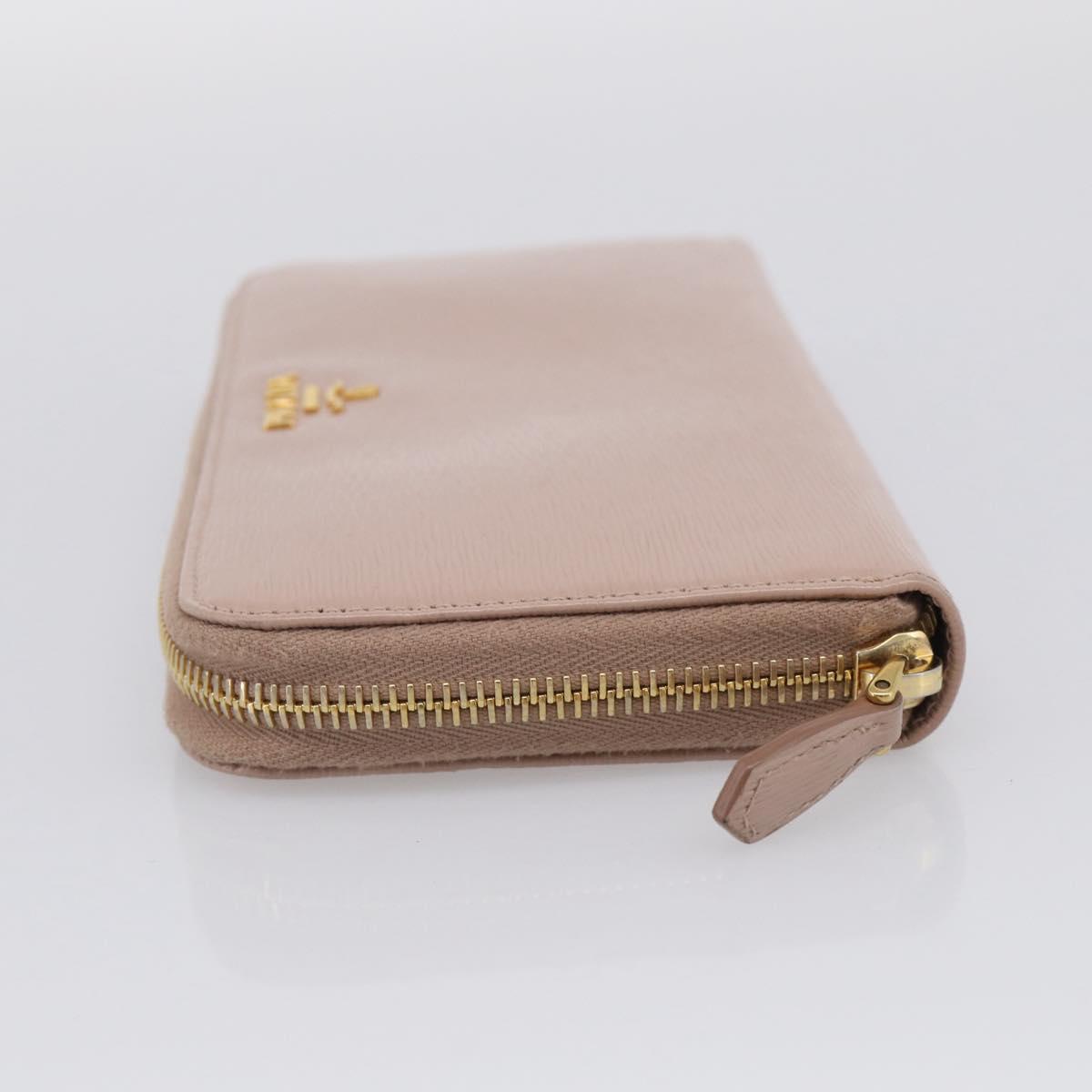 PRADA Long Wallet Safiano Leather Pink Gold Auth SK454