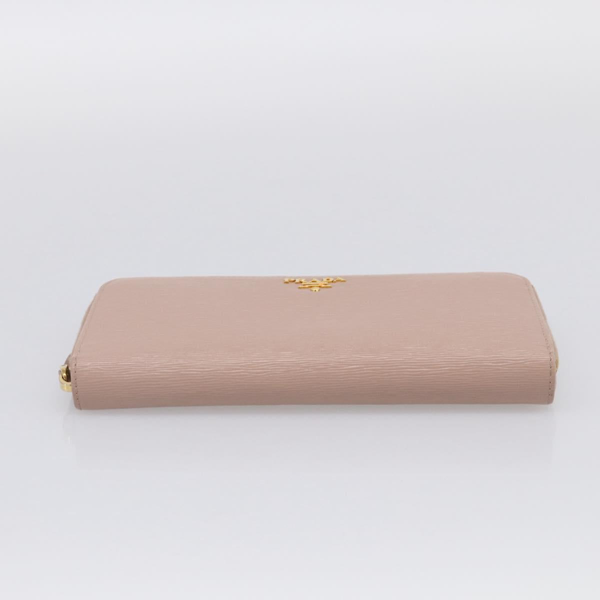PRADA Long Wallet Safiano Leather Pink Gold Auth SK454