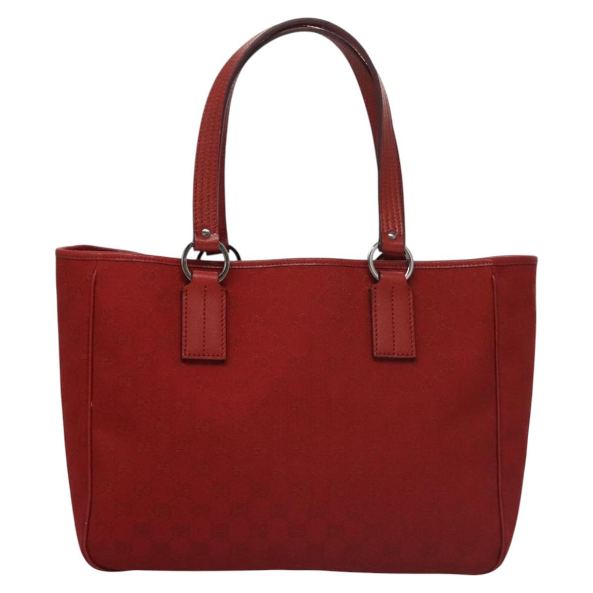 GUCCI GG Canvas Tote Bag Red 113017 Auth SW001V