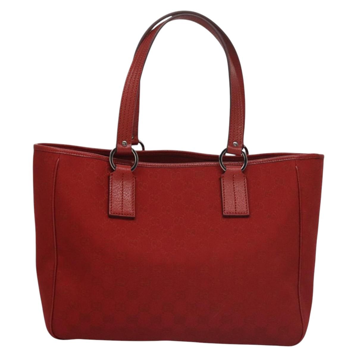 GUCCI GG Canvas Tote Bag Red 113017 Auth SW001V