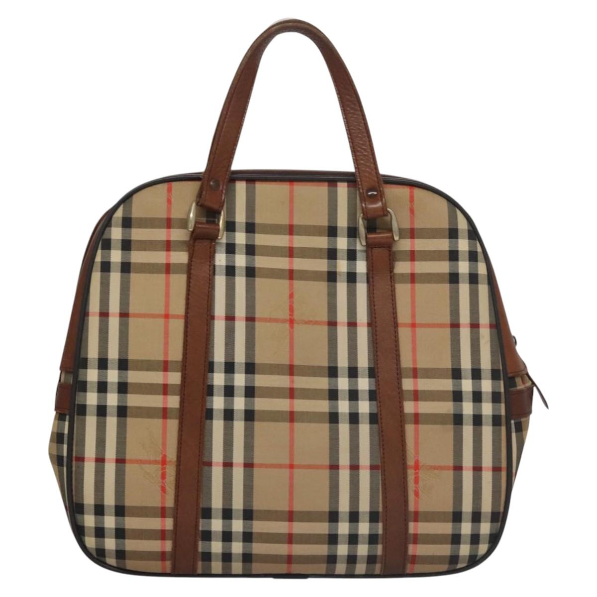 Burberrys Nova Check Hand Bag Canvas Beige Auth SW011