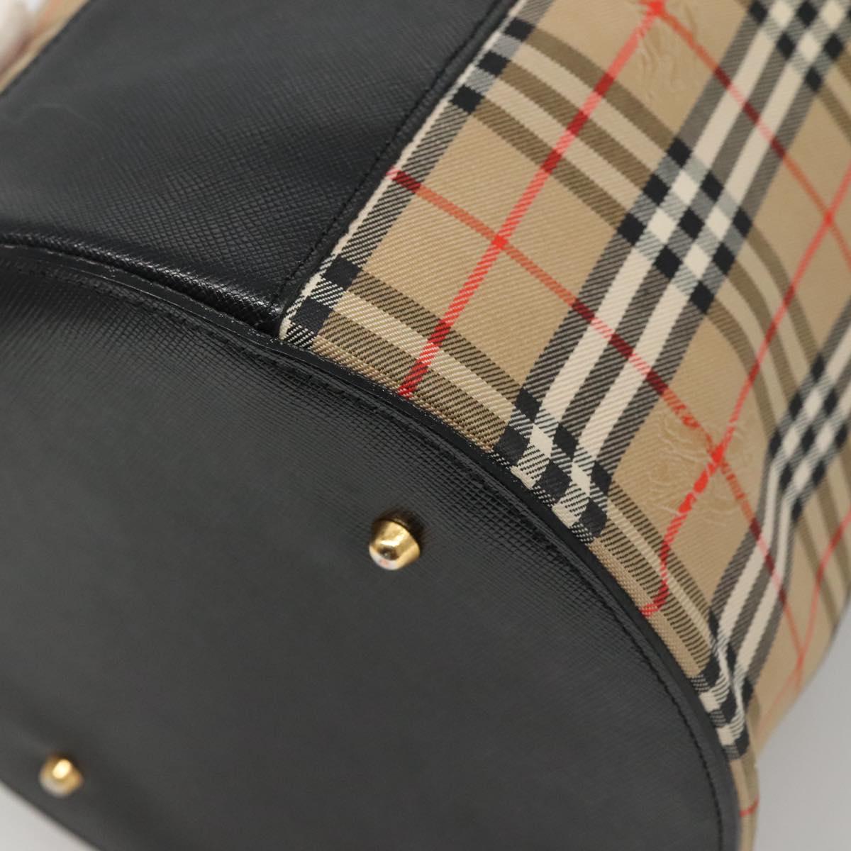 Burberrys Nova Check Vanity Cosmetic Pouch Canvas Beige Gold Auth SW019