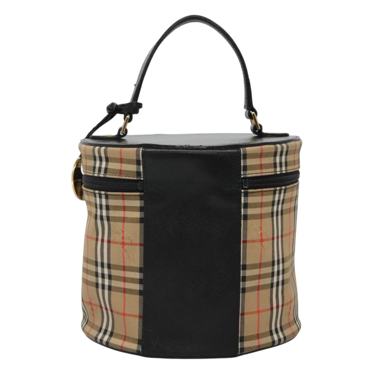 Burberrys Nova Check Vanity Cosmetic Pouch Canvas Beige Gold Auth SW019