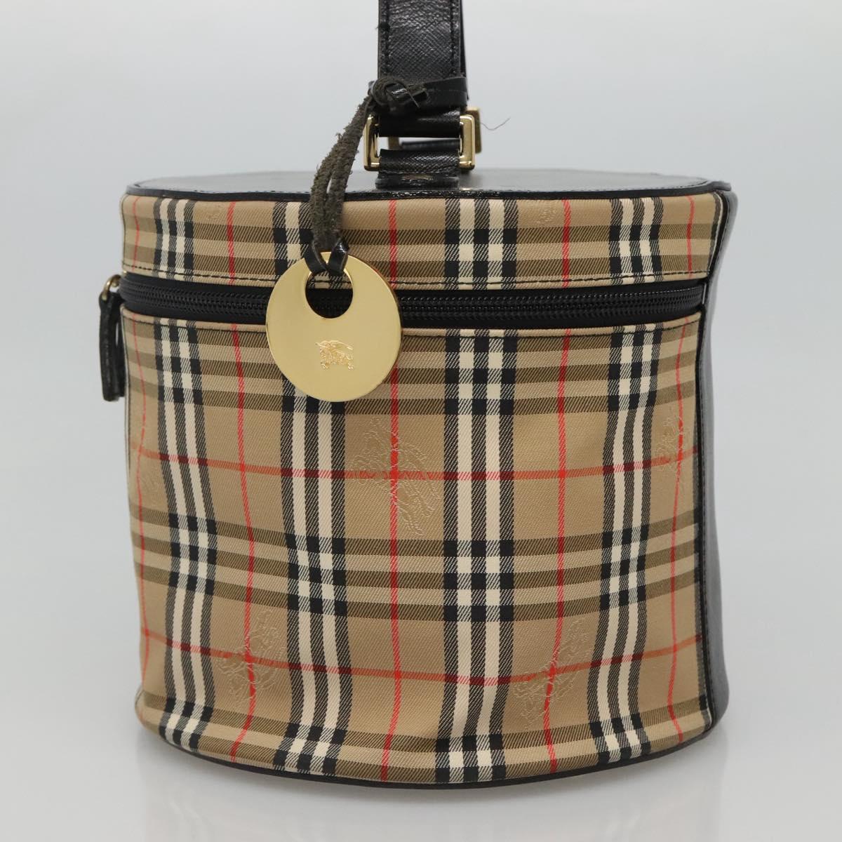 Burberrys Nova Check Vanity Cosmetic Pouch Canvas Beige Gold Auth SW019