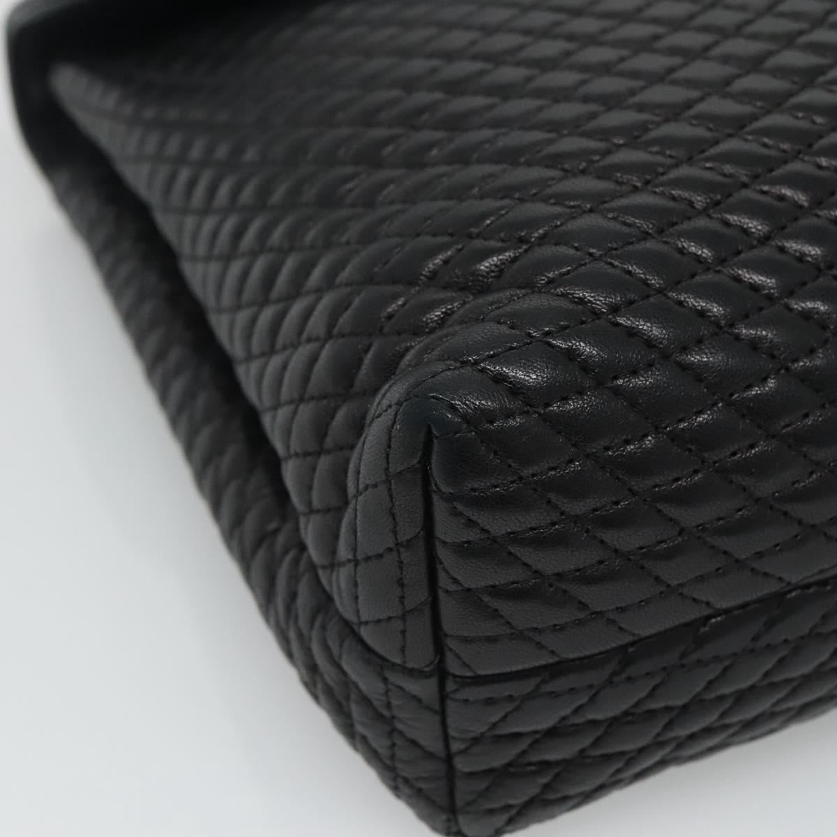 BALLY Quilted Hand Bag Leather Black Auth SW022