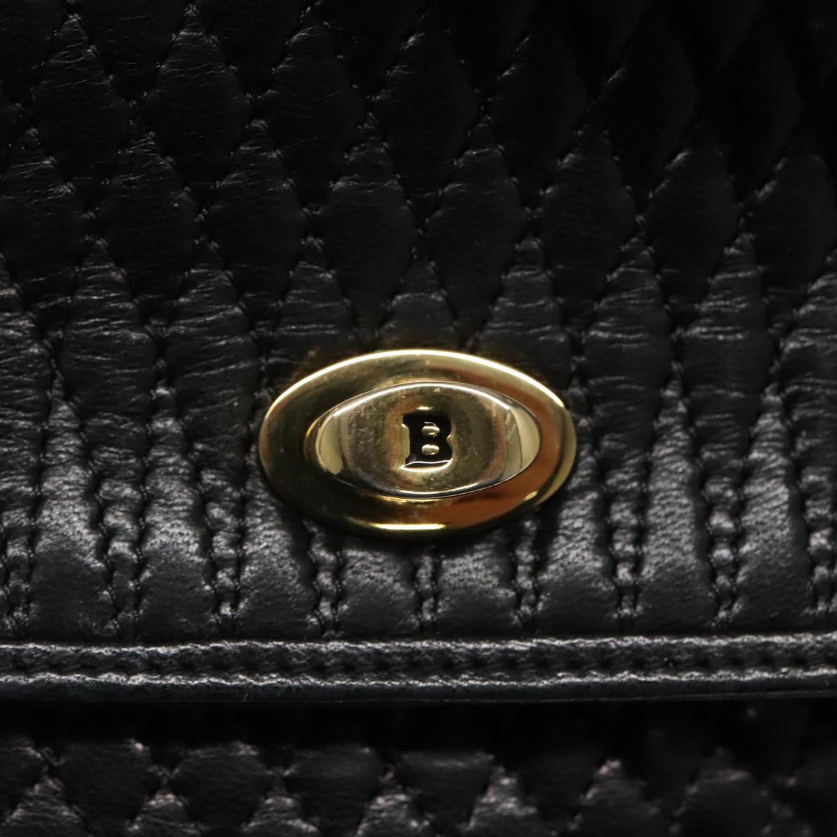 BALLY Quilted Hand Bag Leather Black Auth SW022