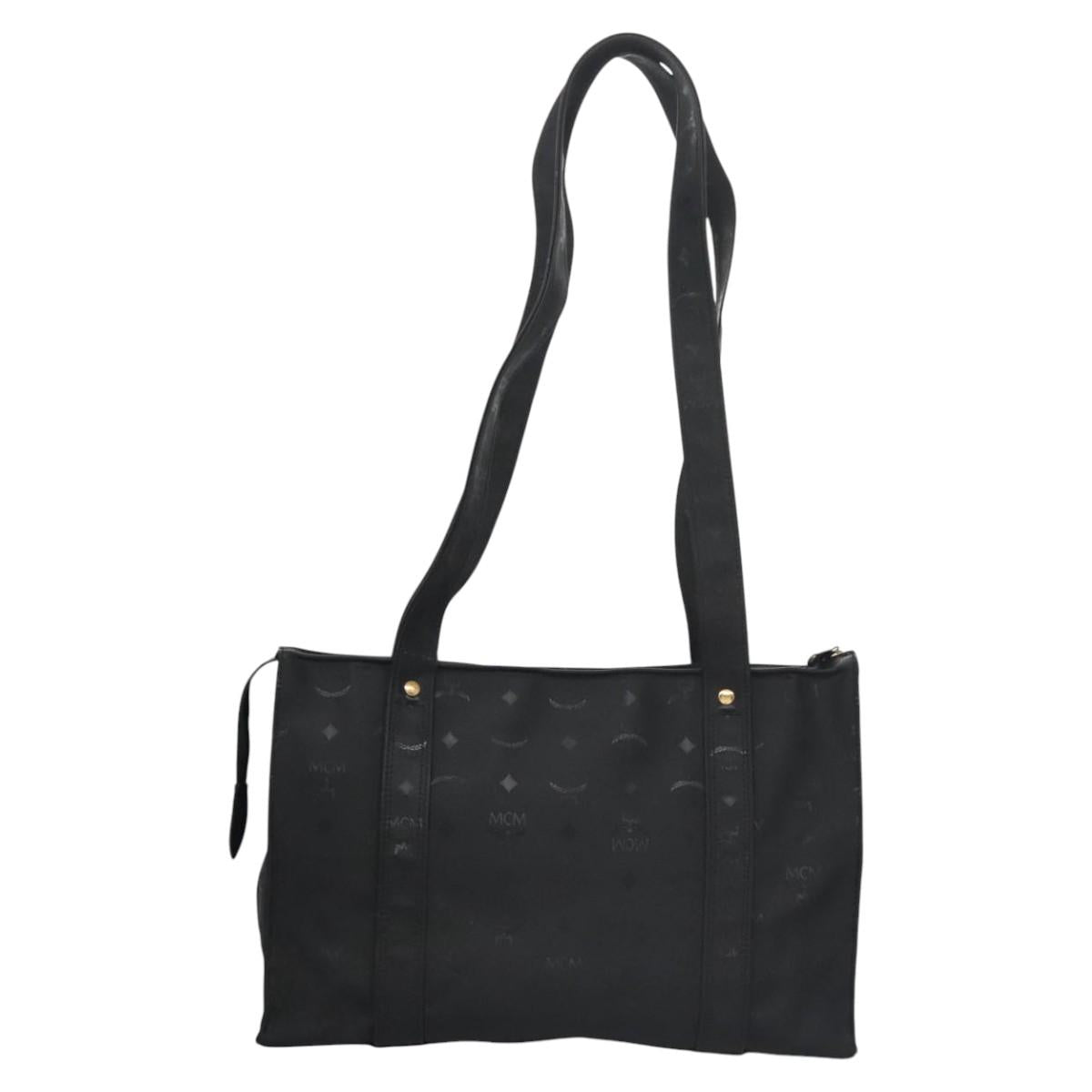 MCM Vicetos Logogram Shoulder Bag PVC Black Auth SW023