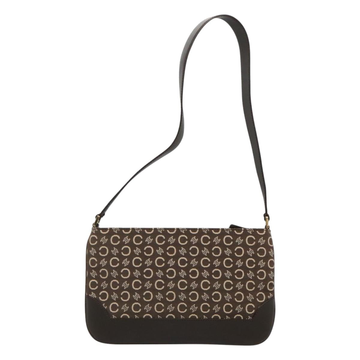 CELINE C Macadam Canvas Shoulder Bag Brown Auth SW036