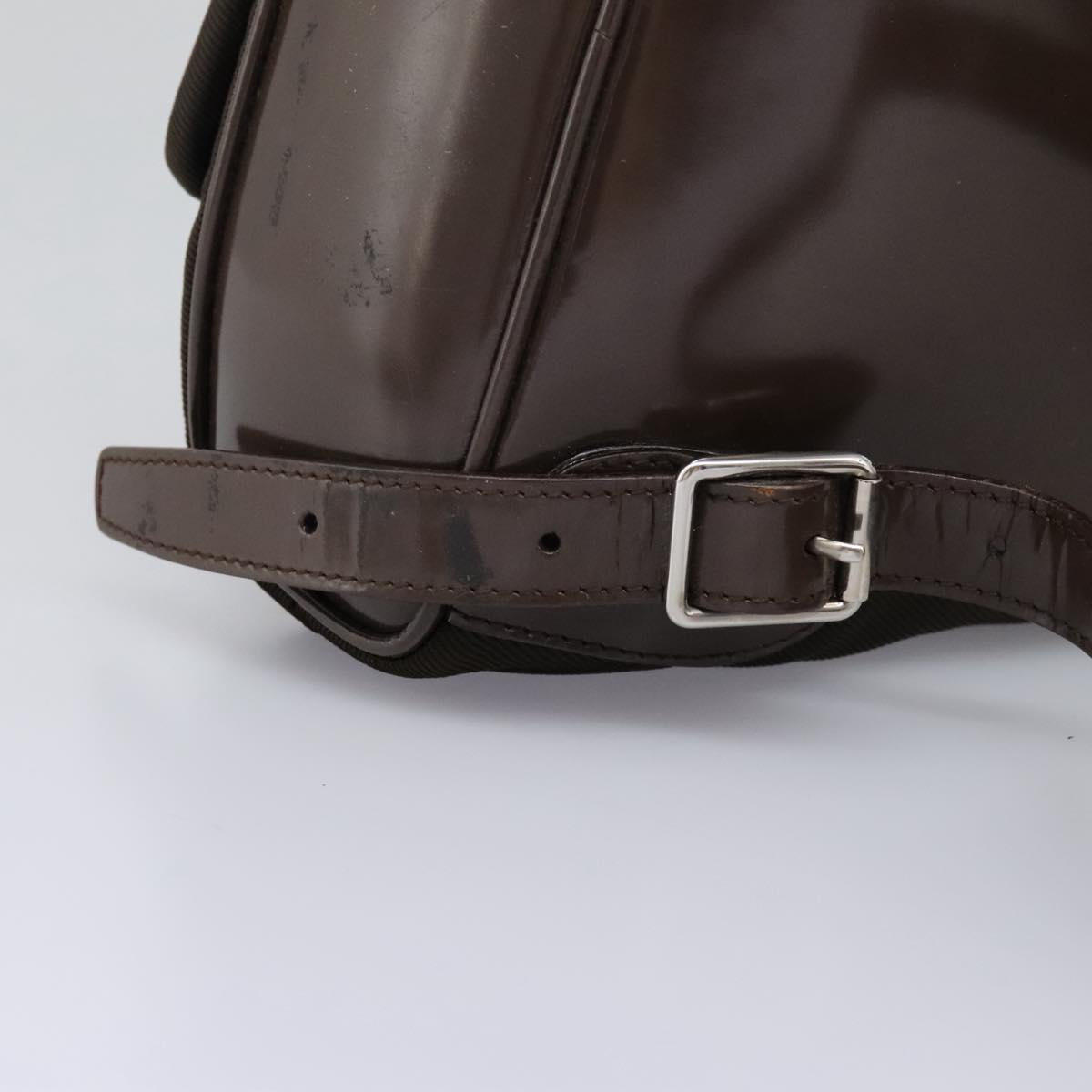GUCCI Bamboo Backpack Nylon Brown Silver 003 1998 0030 Auth sw096