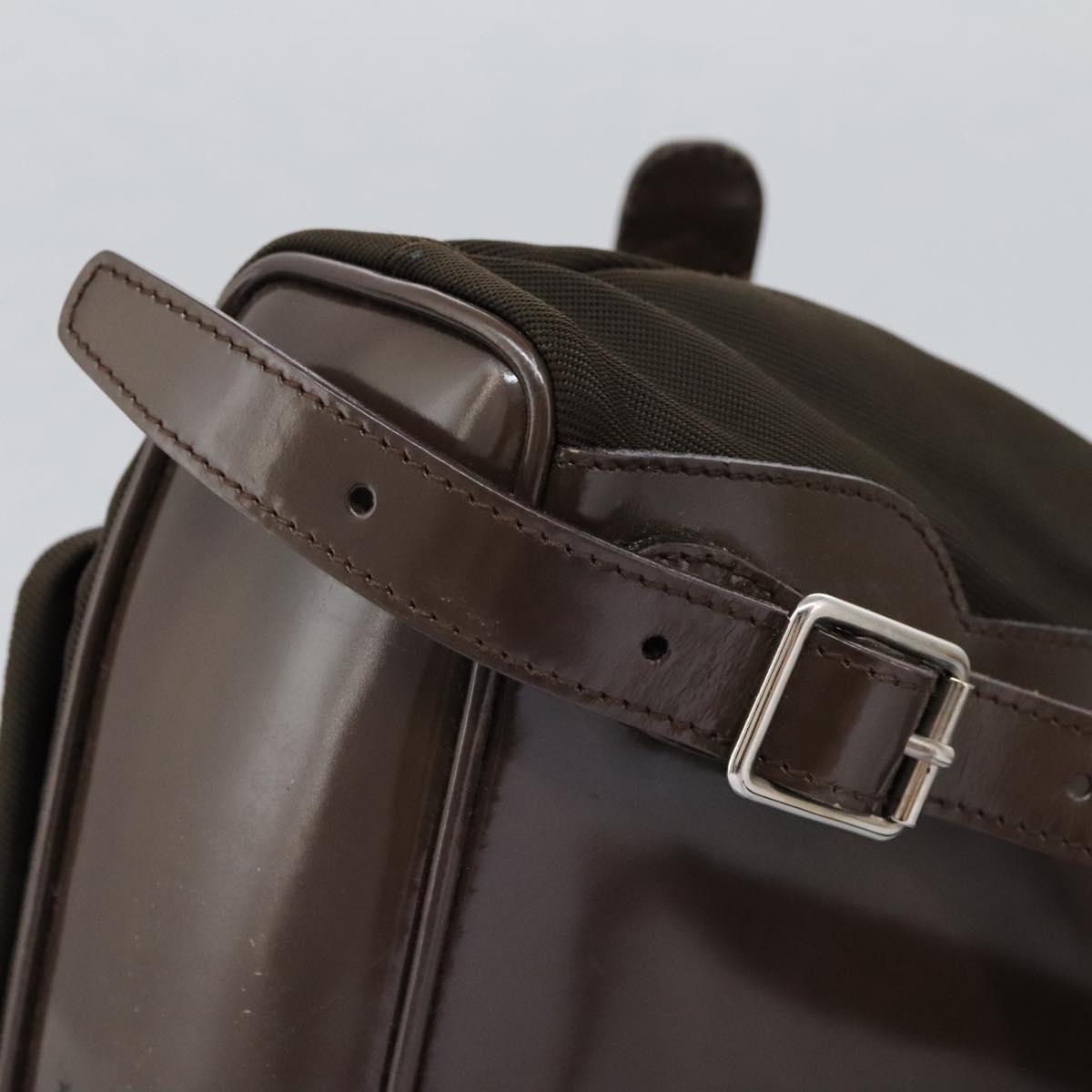 GUCCI Bamboo Backpack Nylon Brown Silver 003 1998 0030 Auth sw096