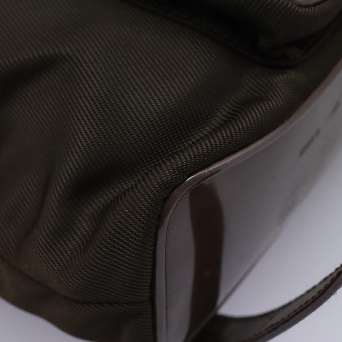 GUCCI Bamboo Backpack Nylon Brown Silver 003 1998 0030 Auth sw096