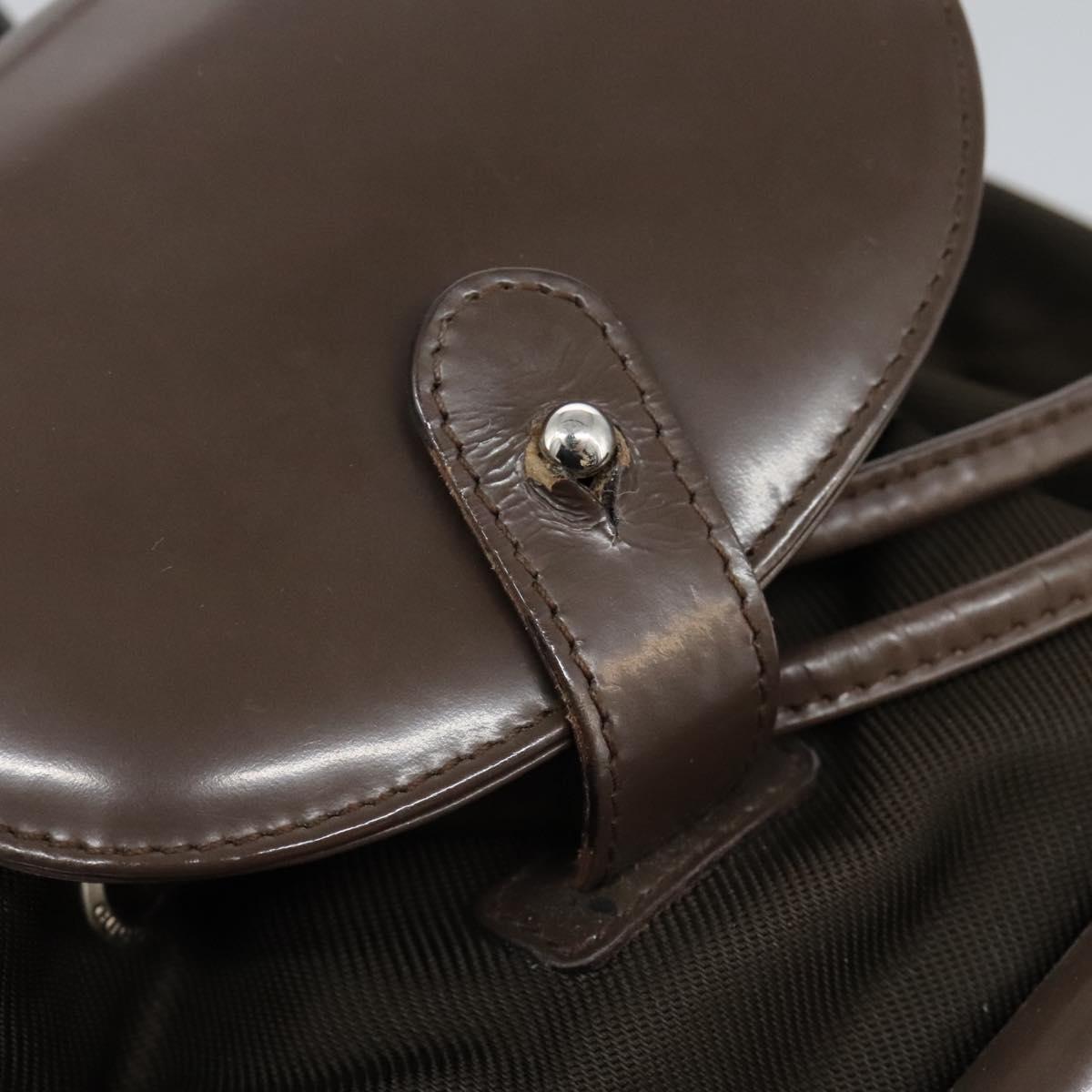 GUCCI Bamboo Backpack Nylon Brown Silver 003 1998 0030 Auth sw096