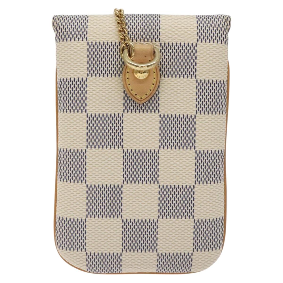 LOUIS VUITTON Damier Azur Etui Telephonne MM Cell Phone Case N60026 Auth SW1002V