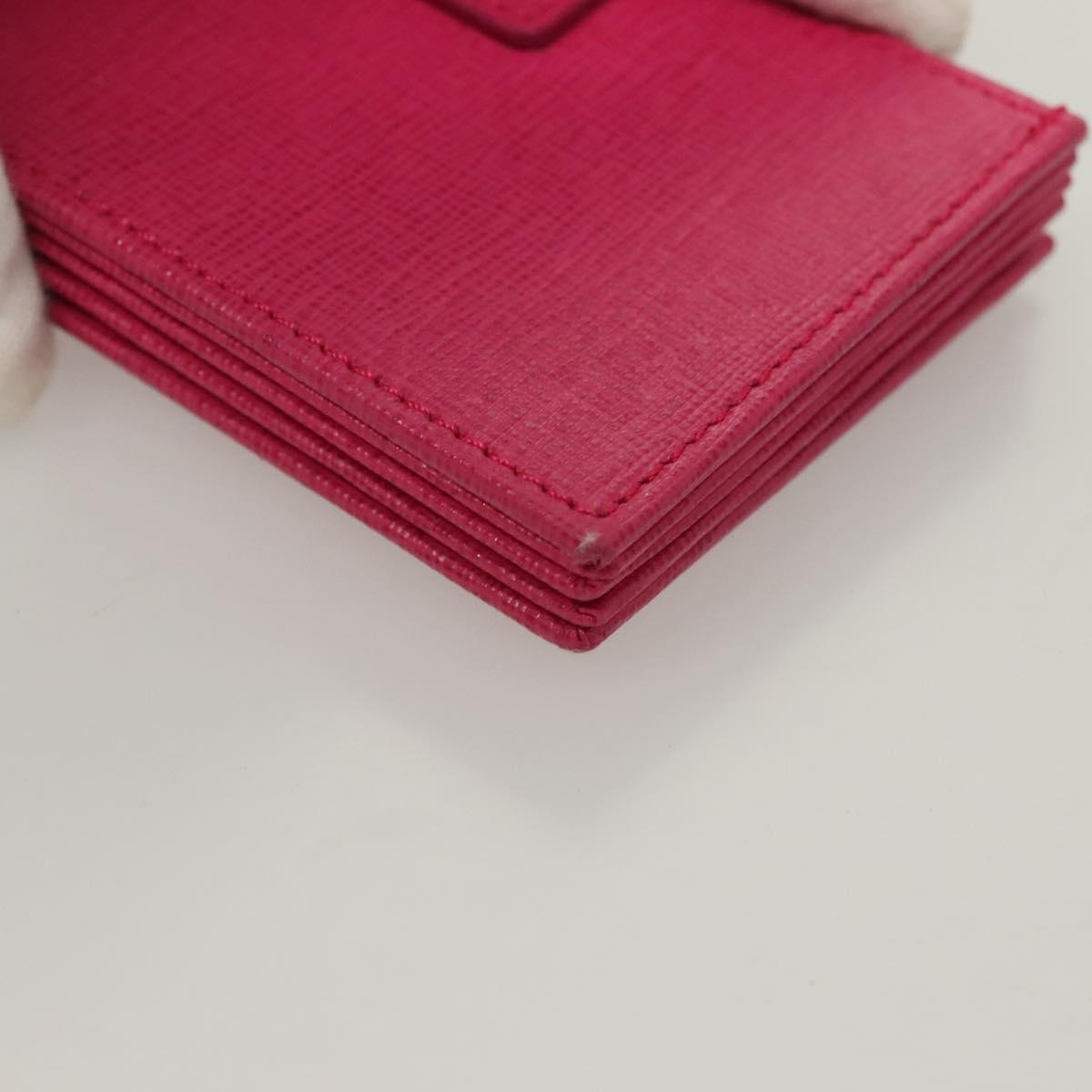 FENDI Card Case Leather Pink Gold Auth SW1004